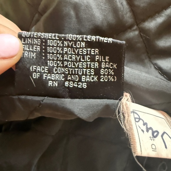 Wilsons Leather Jacket Black Suede Faux Vegan Fur Trim Vintage Retro 90’s Large - Picture 8 of 9